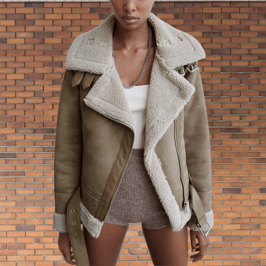 Warm Shearling Aviator Jacket Stylish