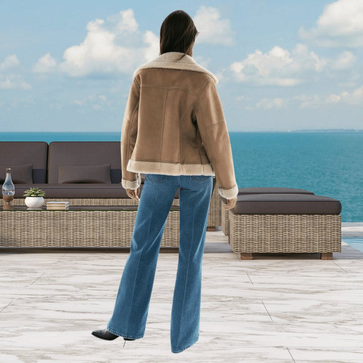 Warm Shearling Aviator Jacket Stylish