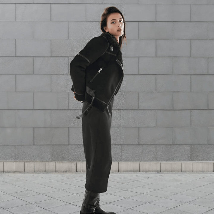 Warm Shearling Aviator Jacket Stylish