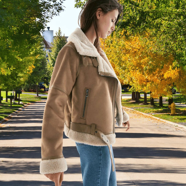 Warm Shearling Aviator Jacket Stylish