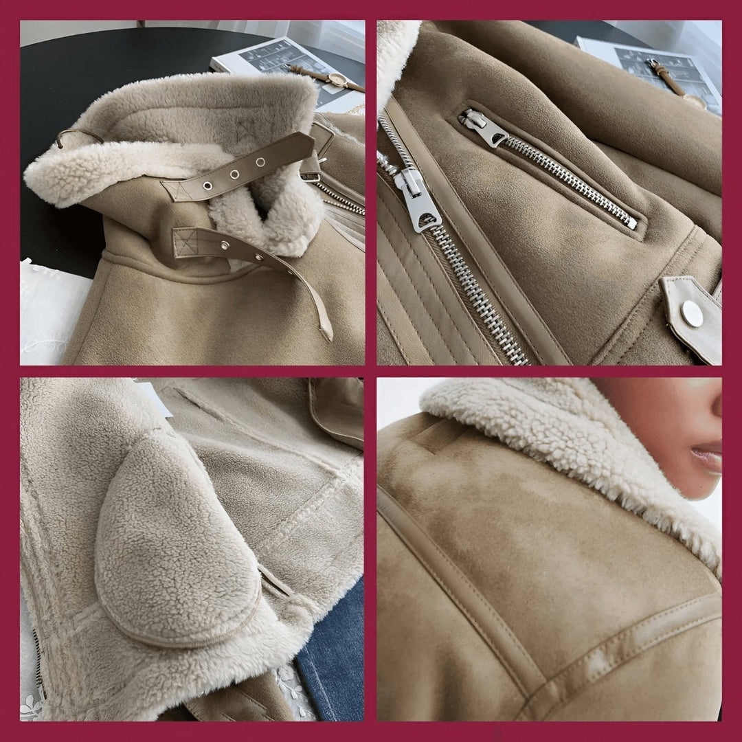 Warm Shearling Aviator Jacket Stylish
