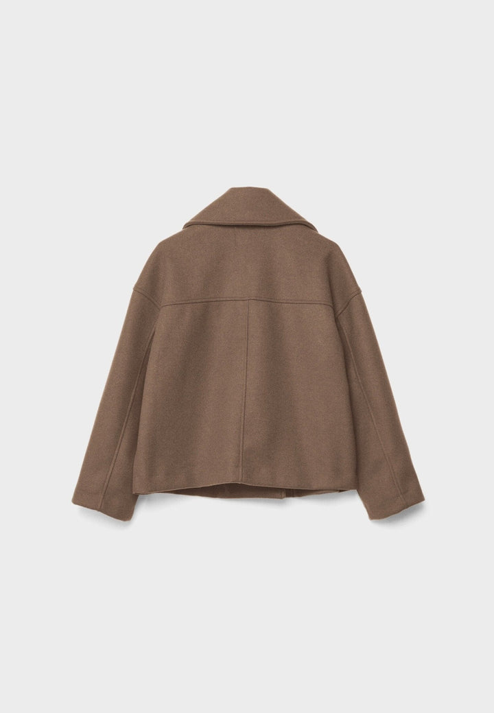 Women’s Cropped Double Breasted Jacket with Wide Lapel Collar