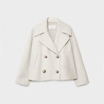 Women’s Cropped Double Breasted Jacket with Wide Lapel Collar