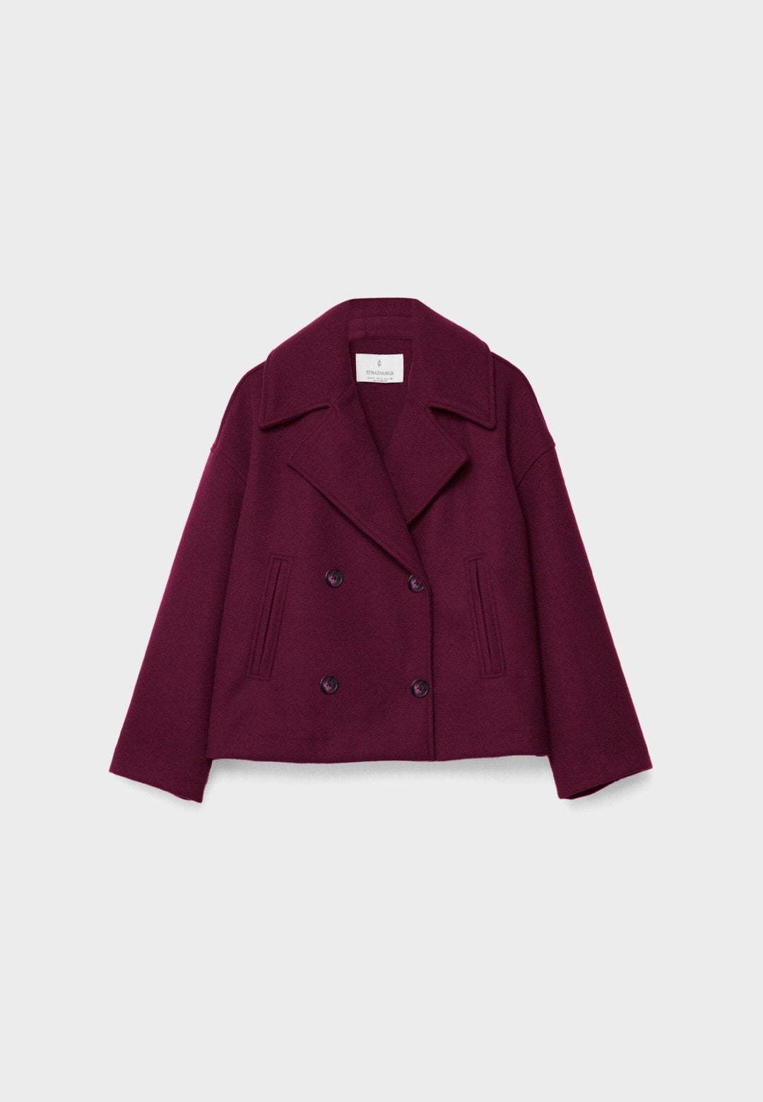Women’s Cropped Double Breasted Jacket with Wide Lapel Collar