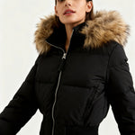 Women's Quilted Winter Jacket Removable Hood